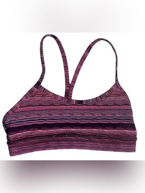Lululemon Free To Be Bra Sea Stripe Pink Shell Black Size 2